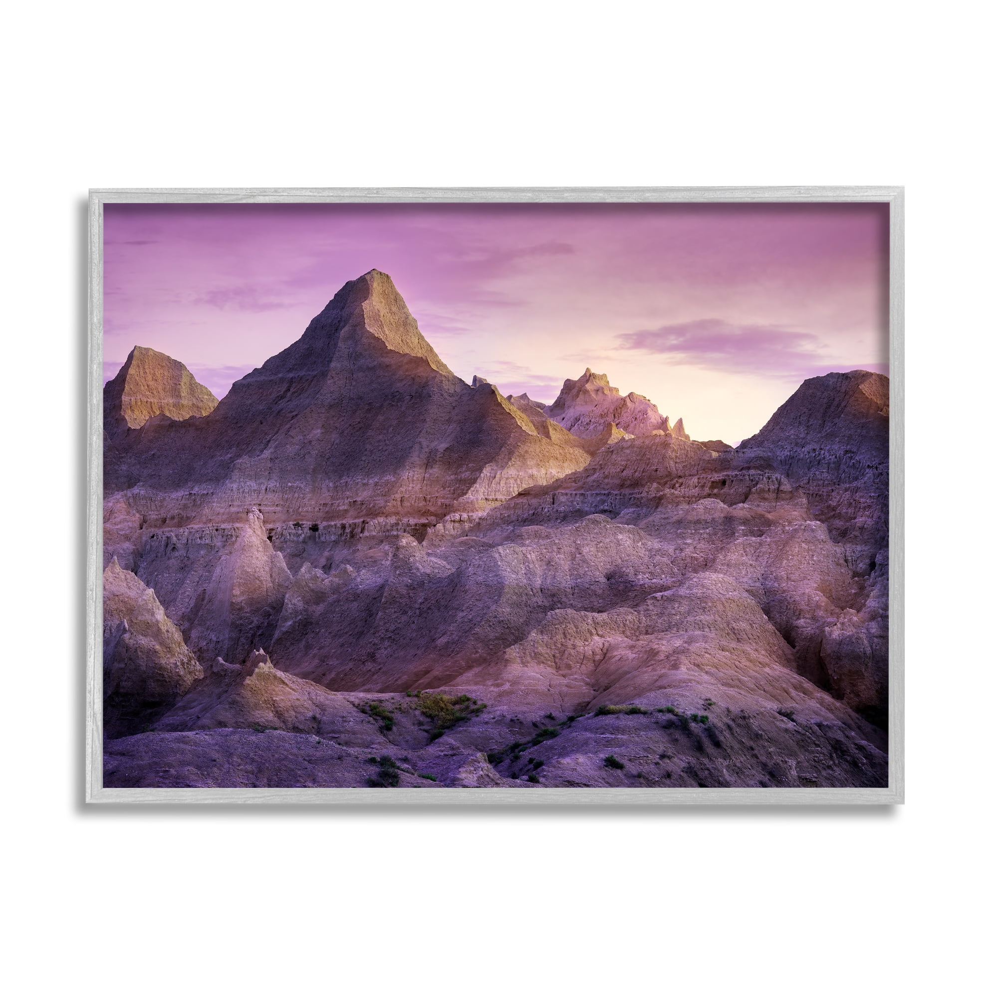 Stupell Badlands Canyon Cliffs Landscape Landscape Photography Gray Framed Art Print Wall Art
