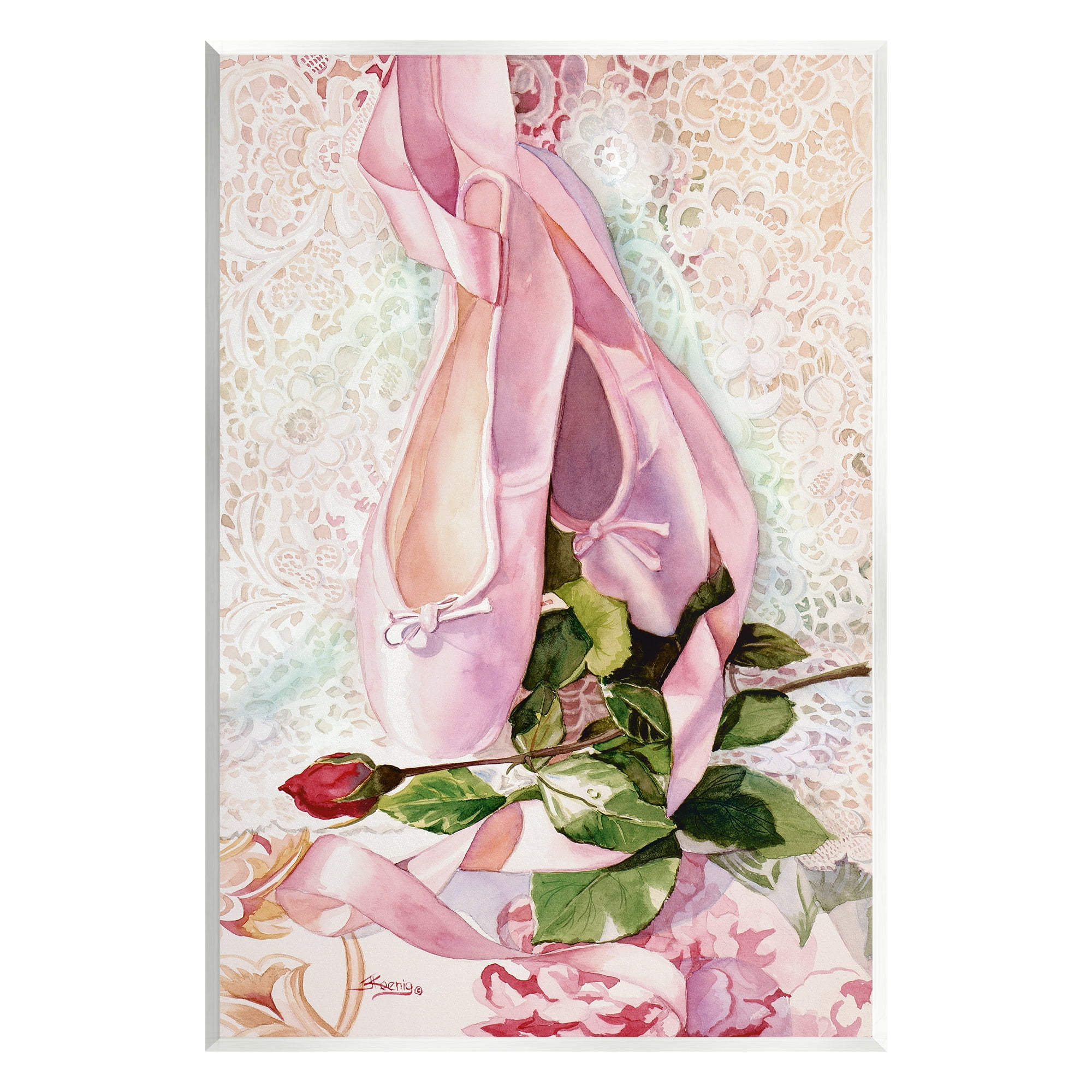 Stupell Ballet Dance Shoes Lace Pattern Sports Painting Wall Plaque Unframed Art Print Wall Art