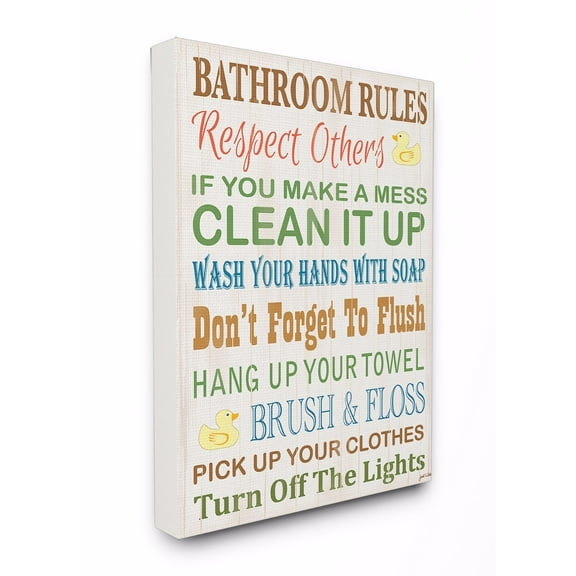 Stupell Bathroom Rules Rubber Ducky Bathroom Wall Art 30x40