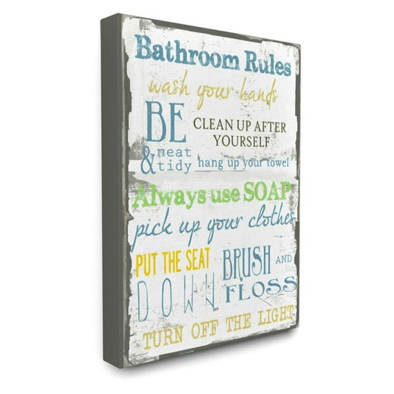 Stupell 'Bathroom Rules ' Typography Bathroom Canvas Art, 30 x 40