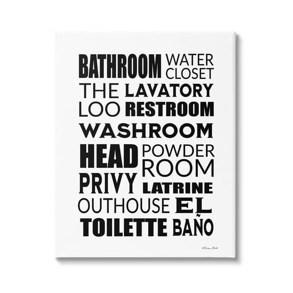 Stupell Bathroom Washroom Loo Phrases Typography Painting Gallery Wrapped Canvas Print Wall Art