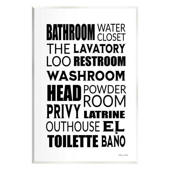 Stupell Bathroom Washroom Loo Phrases Typography Painting Wall Plaque Unframed Art Print Wall Art