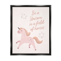 Stupell Be A Unicorn In A Field Of Horses Phrase Fairy Tales & Fantasy Painting Black Floater Framed Art Print Wall Art