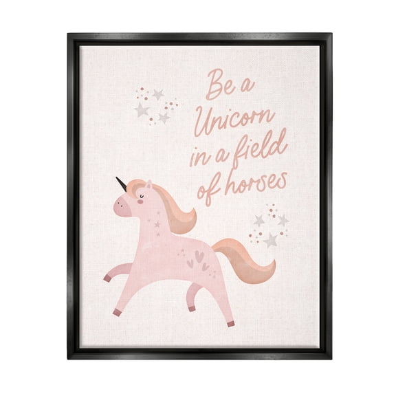 Stupell Be A Unicorn In A Field Of Horses Phrase Fairy Tales & Fantasy Painting Black Floater Framed Art Print Wall Art