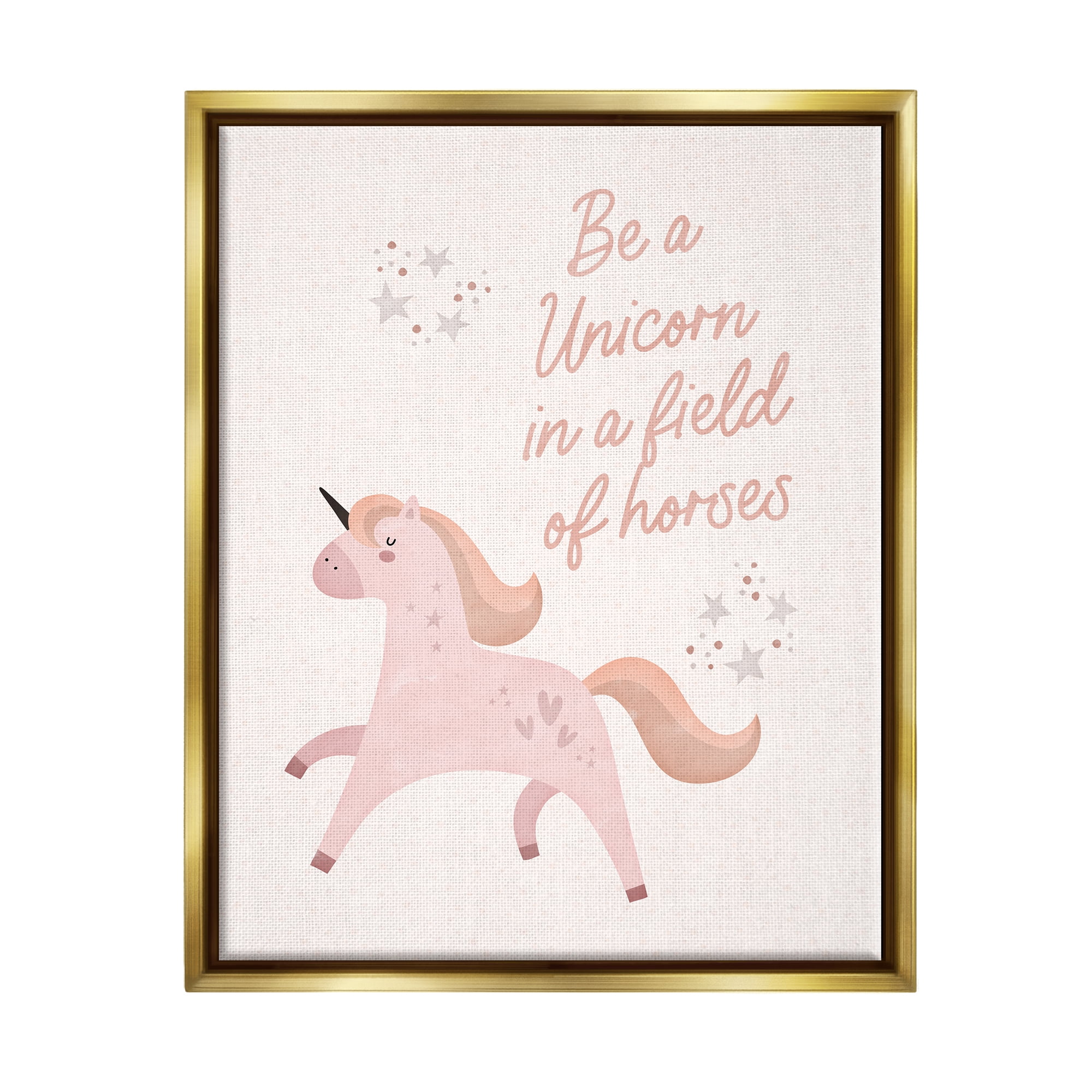 Stupell Be A Unicorn In A Field Of Horses Phrase Fairy Tales & Fantasy Painting Gold Floater Framed Art Print Wall Art