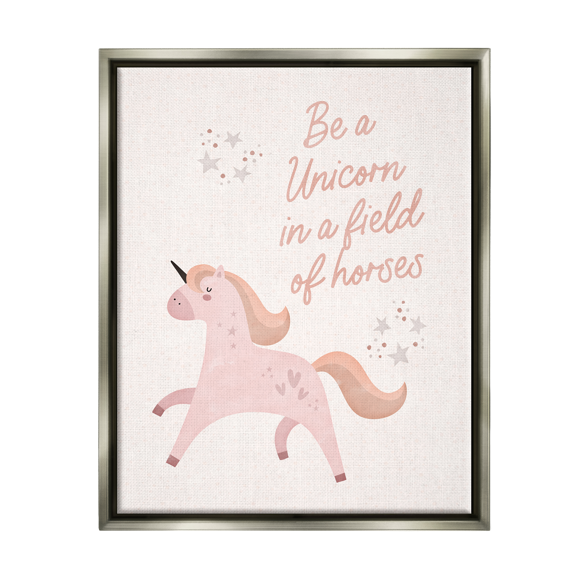 Stupell Be A Unicorn In A Field Of Horses Phrase Fairy Tales & Fantasy Painting Gray Floater Framed Art Print Wall Art