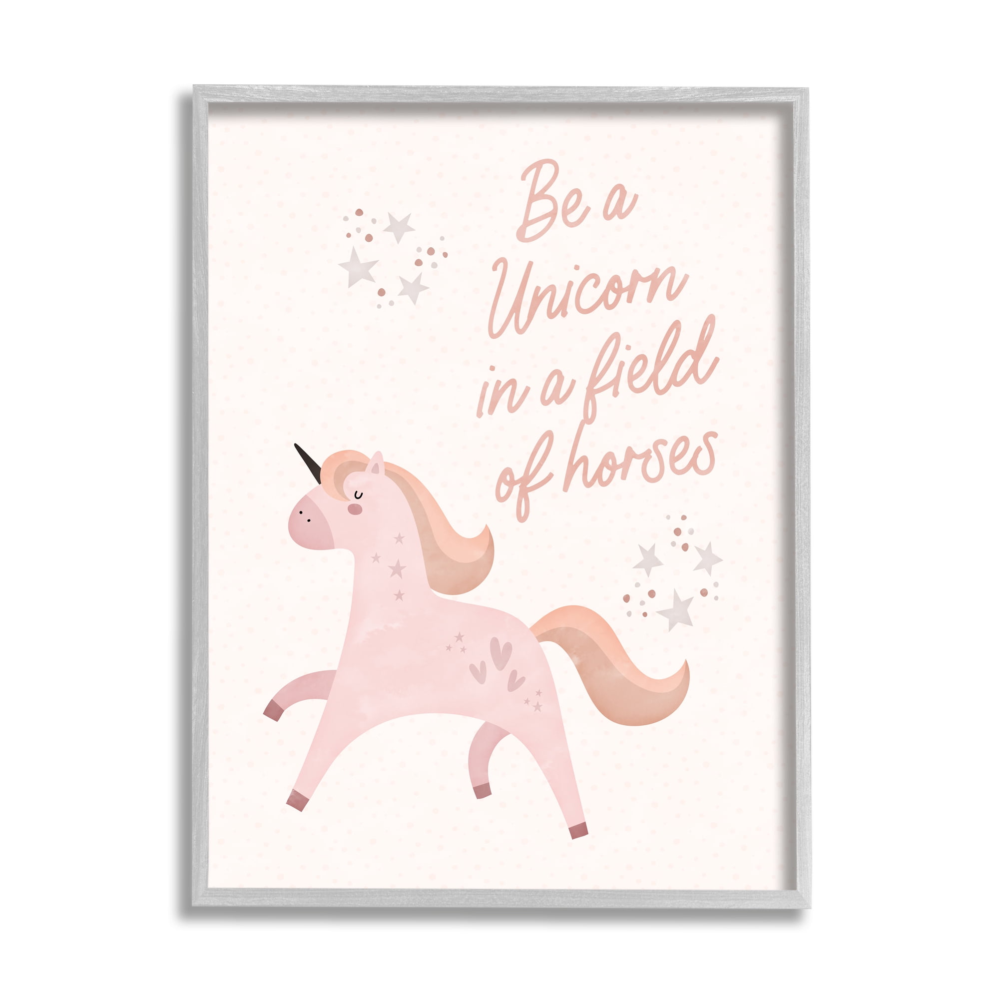 Stupell Be A Unicorn In A Field Of Horses Phrase Fairy Tales & Fantasy Painting Gray Framed Art Print Wall Art