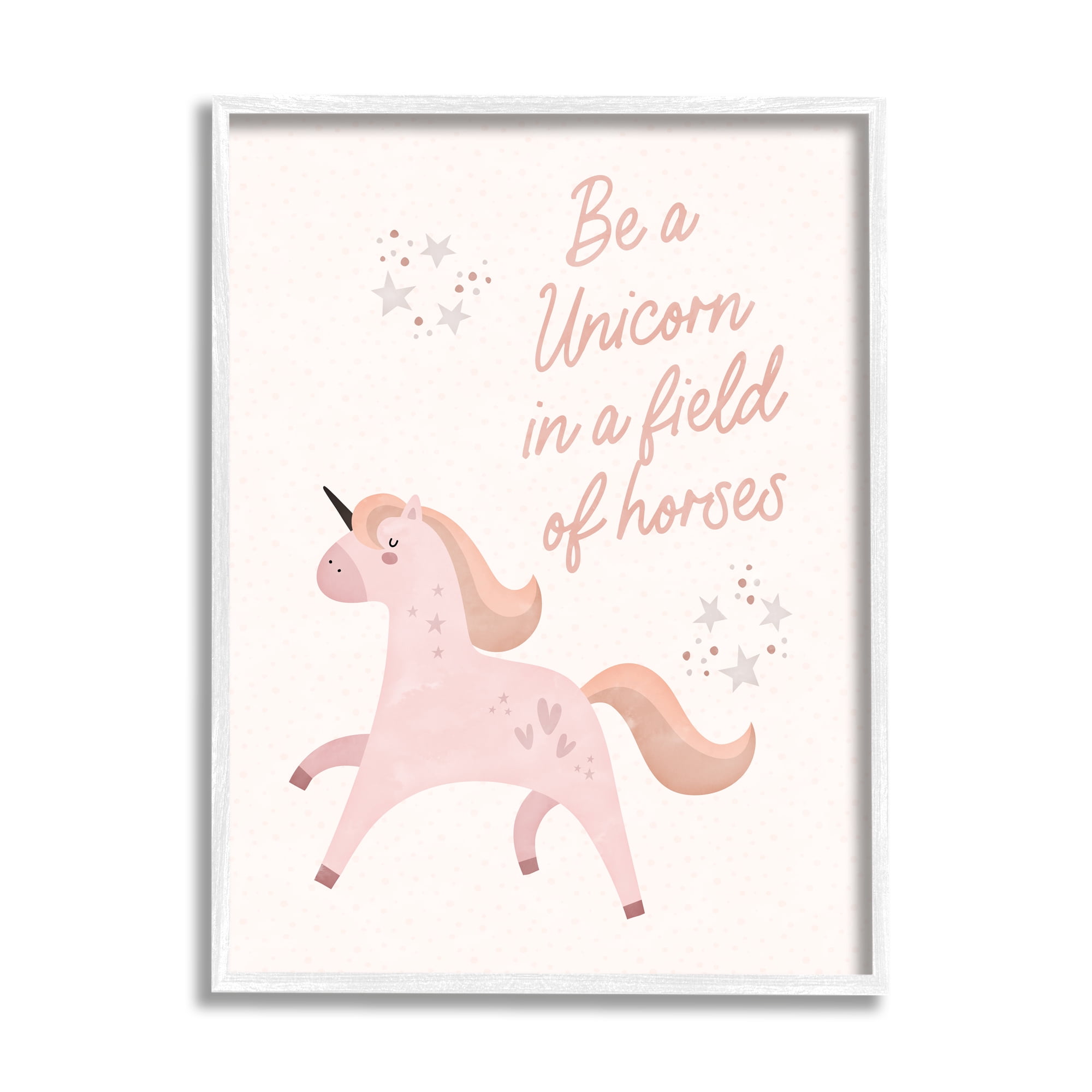 Stupell Be A Unicorn In A Field Of Horses Phrase Fairy Tales & Fantasy Painting White Framed Art Print Wall Art