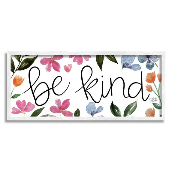 Stupell Be Kind Floral Wildflowers Botanical & Floral Painting White Framed Art Print Wall Art