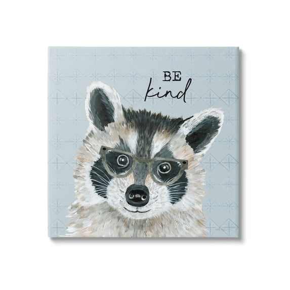 Stupell Be Kind Happy Raccoon Patterned Animals & Insects Painting Gallery Wrapped Canvas Print Wall Art