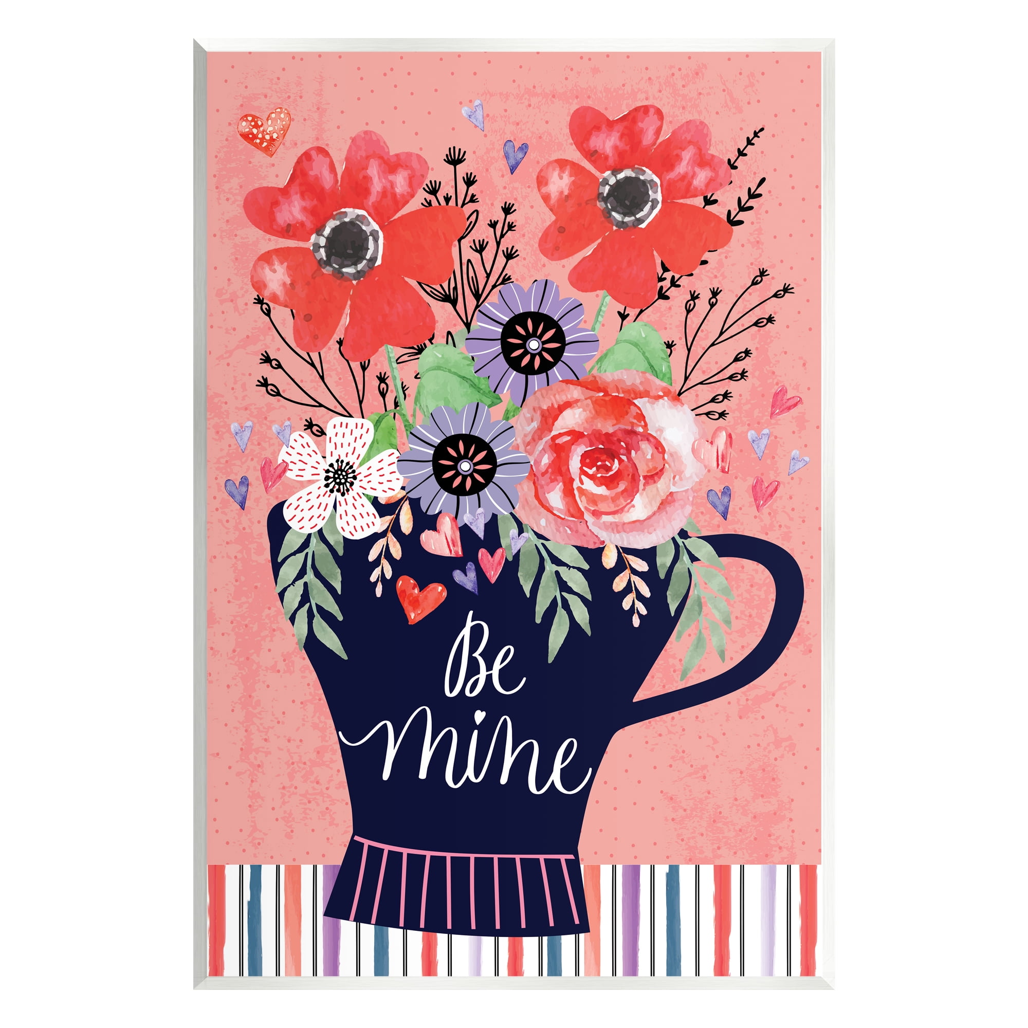 Stupell Be Mine Flower Bouquet Romance Holiday Painting Wall Plaque Unframed Art Print Wall Art