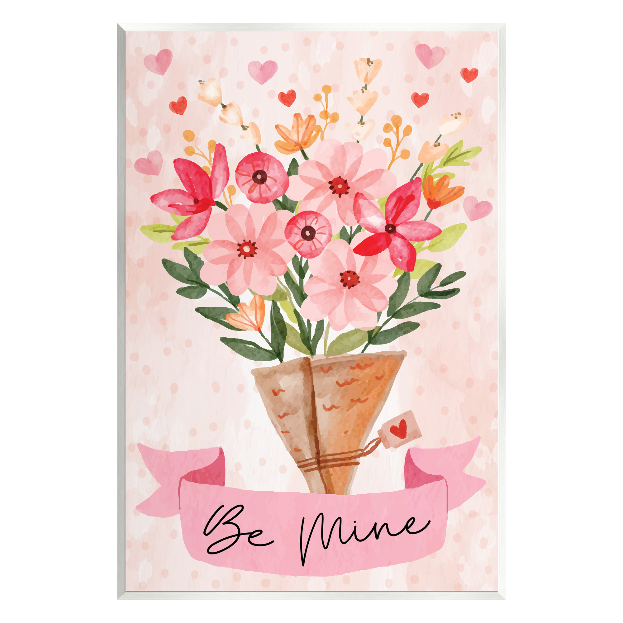 Stupell Be Mine Romantic Valentine's Bouquet Holiday Painting Wall Plaque Unframed Art Print Wall Art