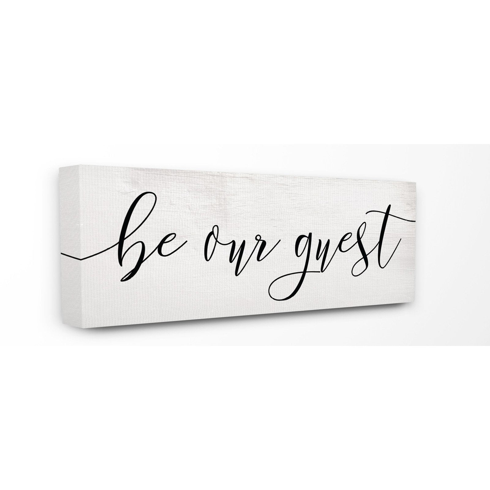 Stupell Be Our Guest Script White Wood Look Canvas Art, 13 x 30