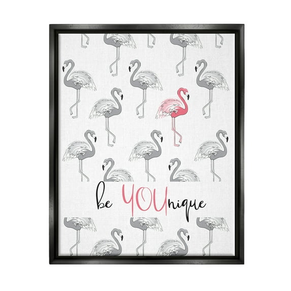 Stupell Be Younique Pink Flamingo Animals & Insects Painting Black Floater Framed Art Print Wall Art