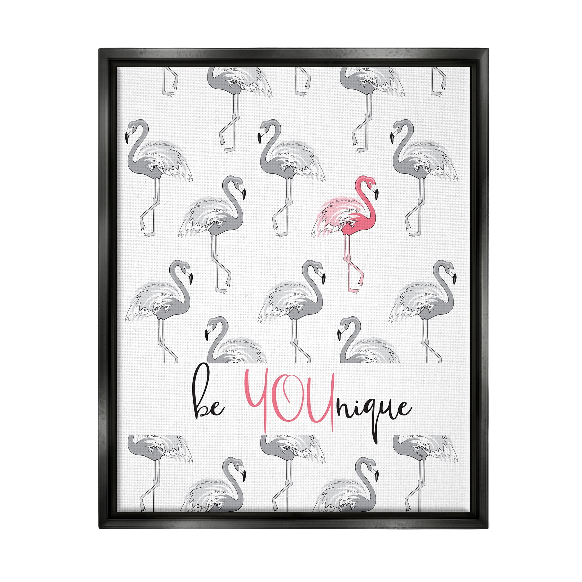 Stupell Be Younique Pink Flamingo Animals & Insects Painting Black Floater Framed Art Print Wall Art