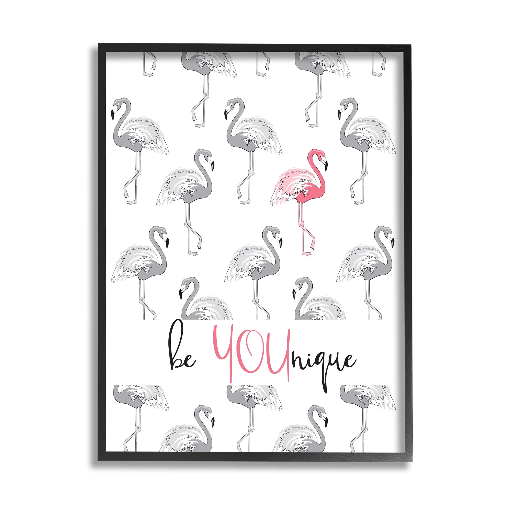 Stupell Be Younique Pink Flamingo Animals & Insects Painting Black Framed Art Print Wall Art