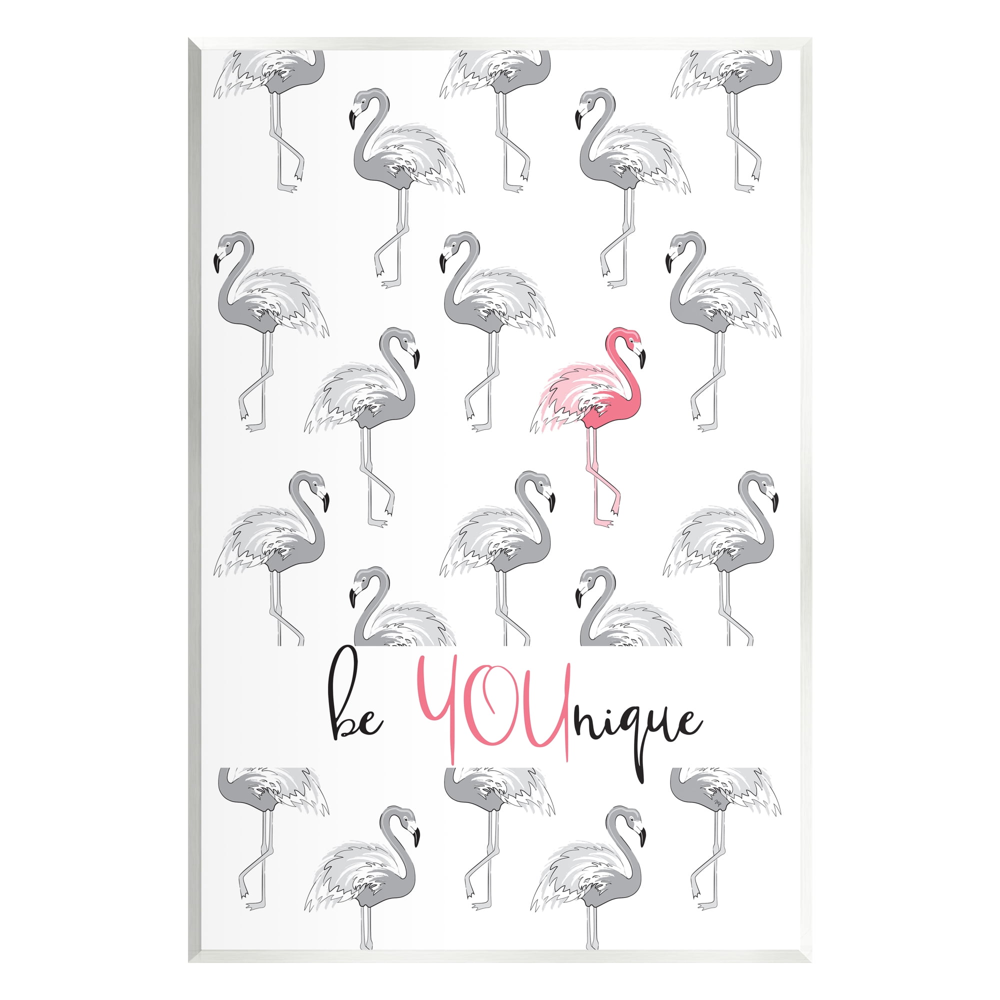 Stupell Be Younique Pink Flamingo Animals & Insects Painting Wall Plaque Unframed Art Print Wall Art