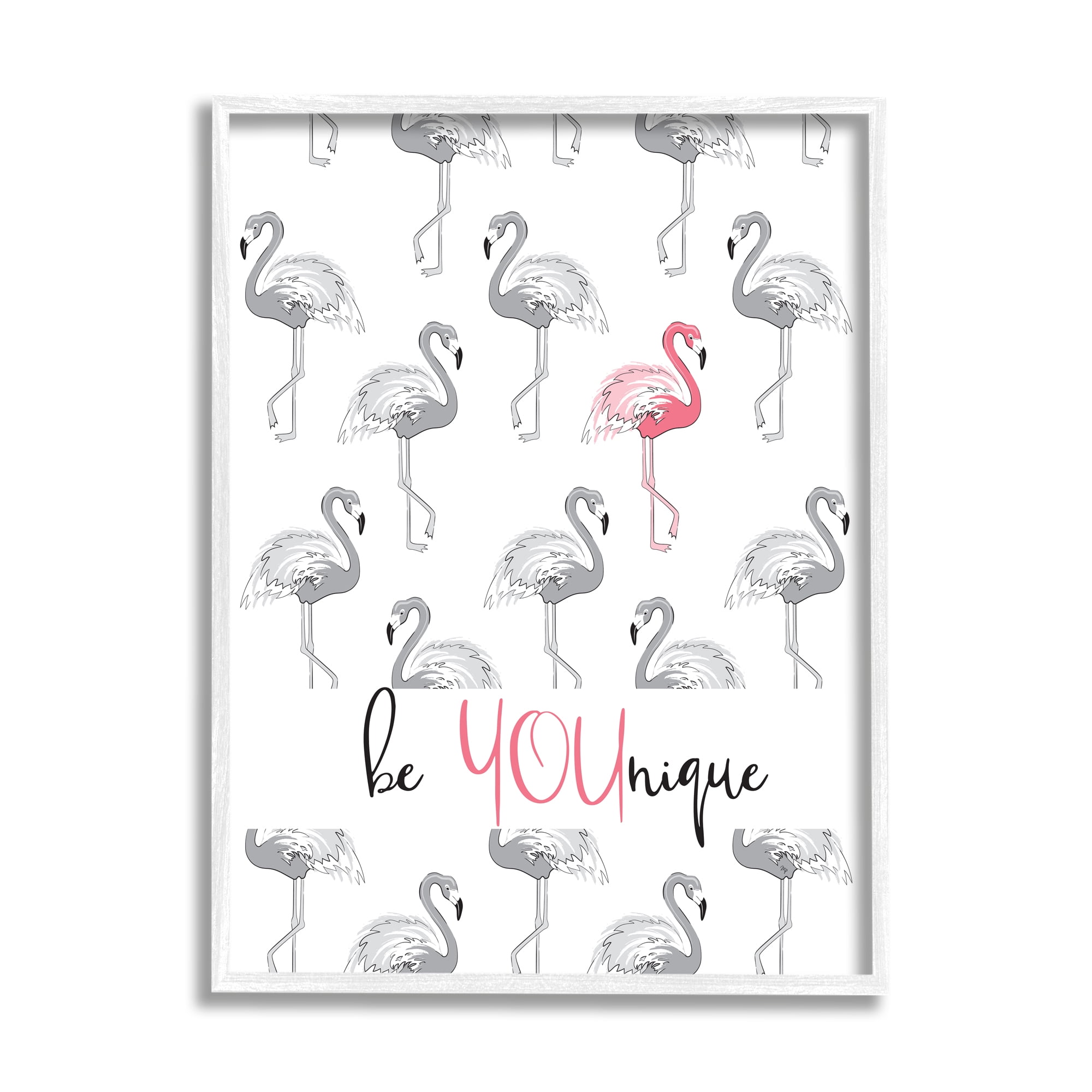 Stupell Be Younique Pink Flamingo Animals & Insects Painting White Framed Art Print Wall Art