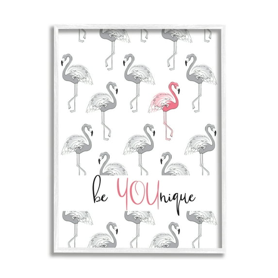 Stupell Be Younique Pink Flamingo Animals & Insects Painting White Framed Art Print Wall Art
