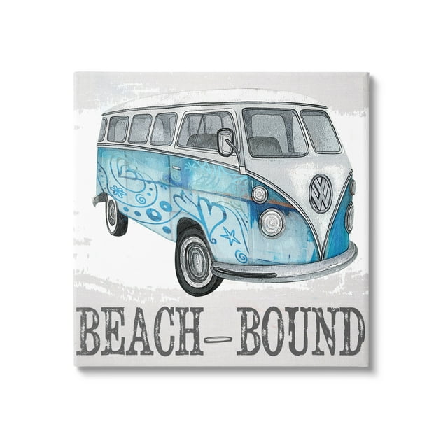 Stupell Beach Bound Summer Vacation Van Landscape Painting Gallery Wrapped Canvas Print Wall Art