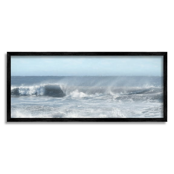 Stupell Beach Foam Splashing Waves Landscape Photography Black Framed Art Print Wall Art