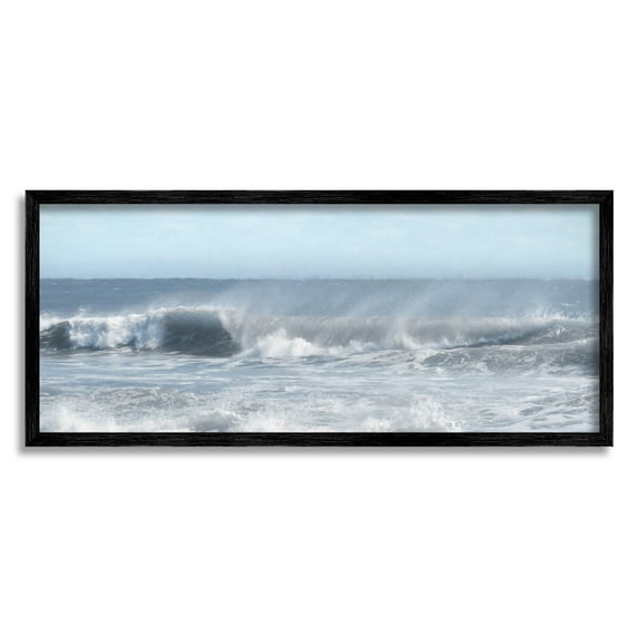 Stupell Beach Foam Splashing Waves Landscape Photography Black Framed Art Print Wall Art