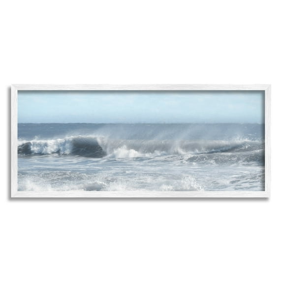 Stupell Beach Foam Splashing Waves Landscape Photography White Framed Art Print Wall Art