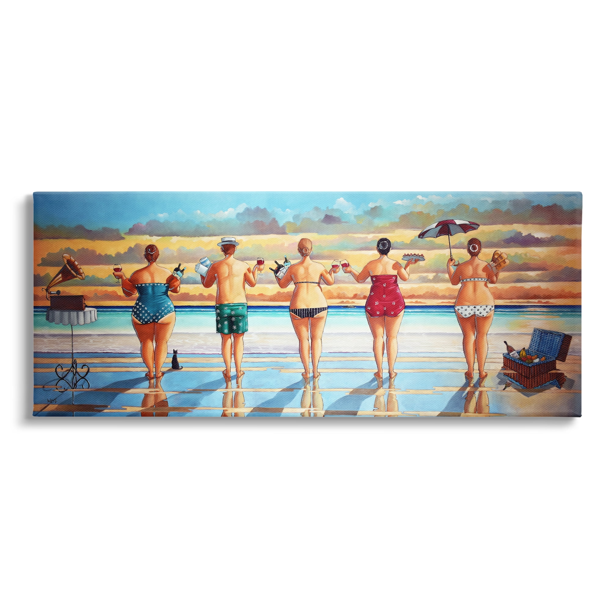 Beach Friends Coastal Summer Fun Landscape Canvas Art, 13 x 30