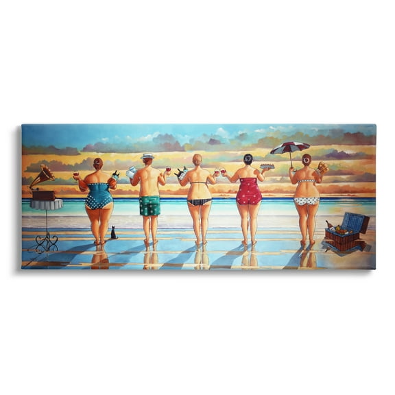 Stupell Beach Friends Coastal Summer Fun Landscape Painting Gallery Wrapped Canvas Print Wall Art