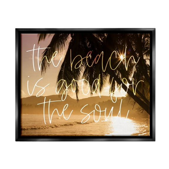 Stupell Beach Good For The Soul Tropical Sands Landscape Painting Black Floater Framed Art Print Wall Art