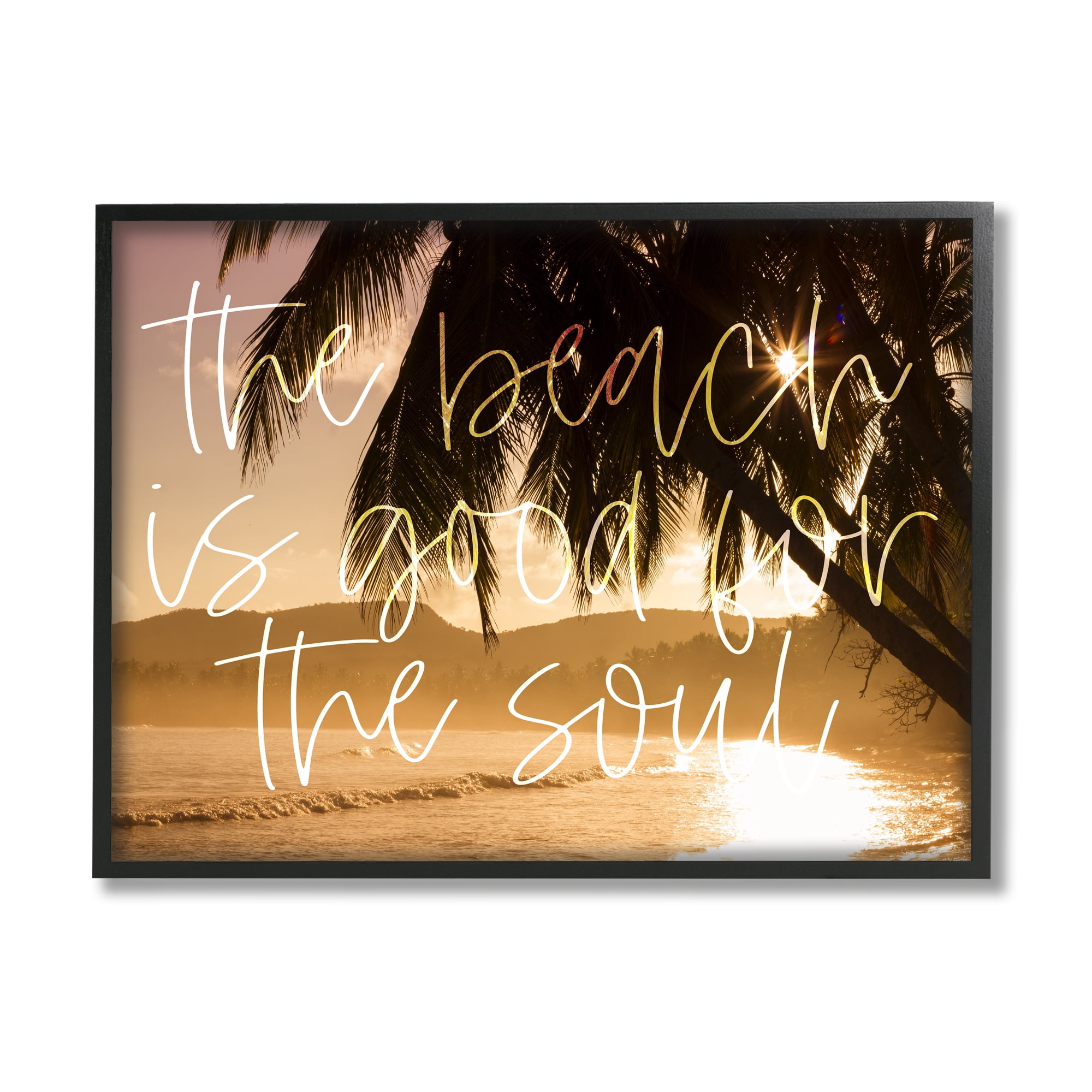 Stupell Beach Good For The Soul Tropical Sands Landscape Painting Black Framed Art Print Wall Art
