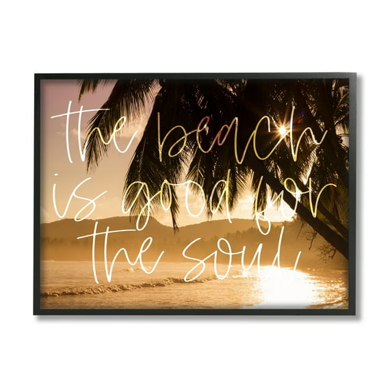 Stupell Beach Good For The Soul Tropical Sands Landscape Painting Black Framed Art Print Wall Art