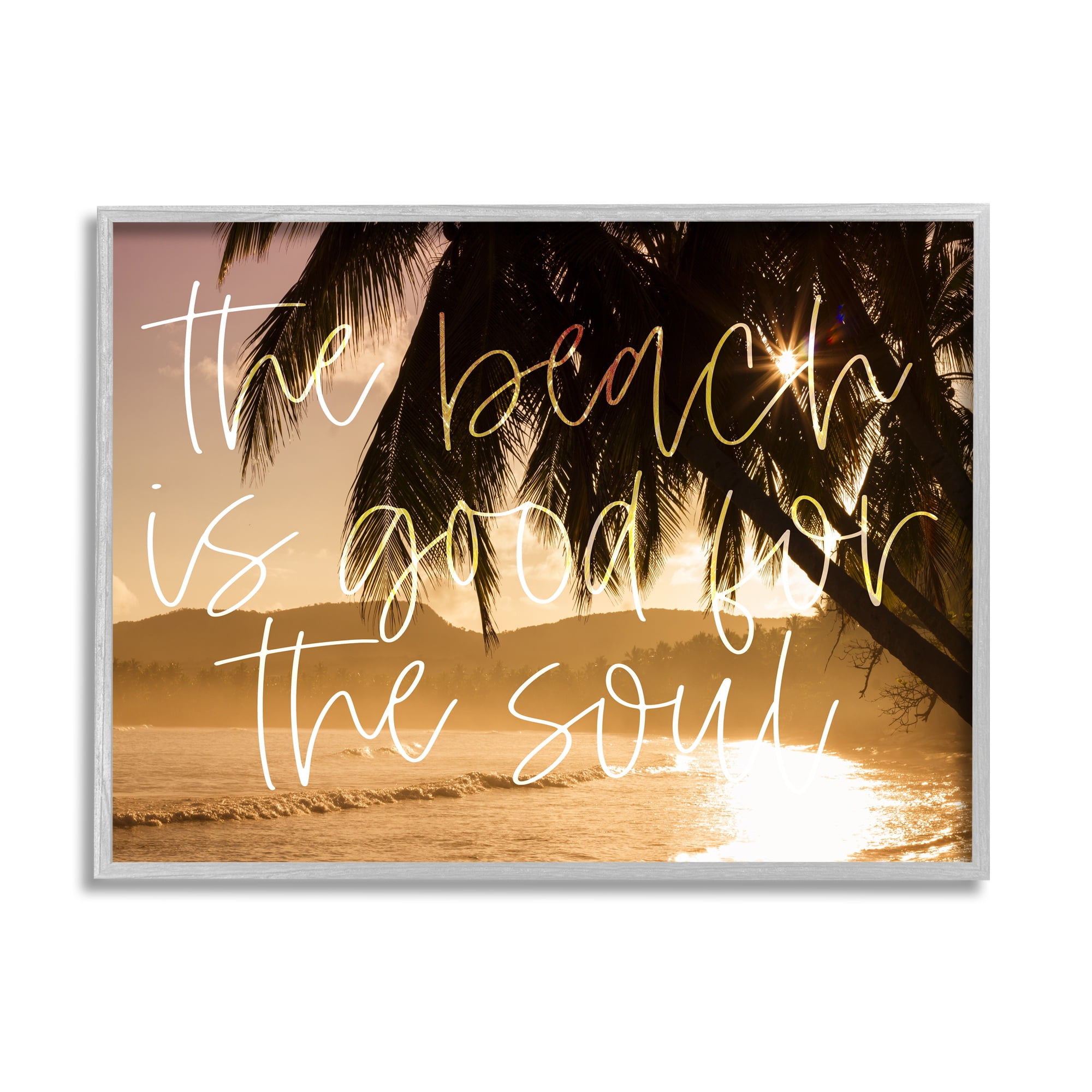 Stupell Beach Good For The Soul Tropical Sands Landscape Painting Gray Framed Art Print Wall Art