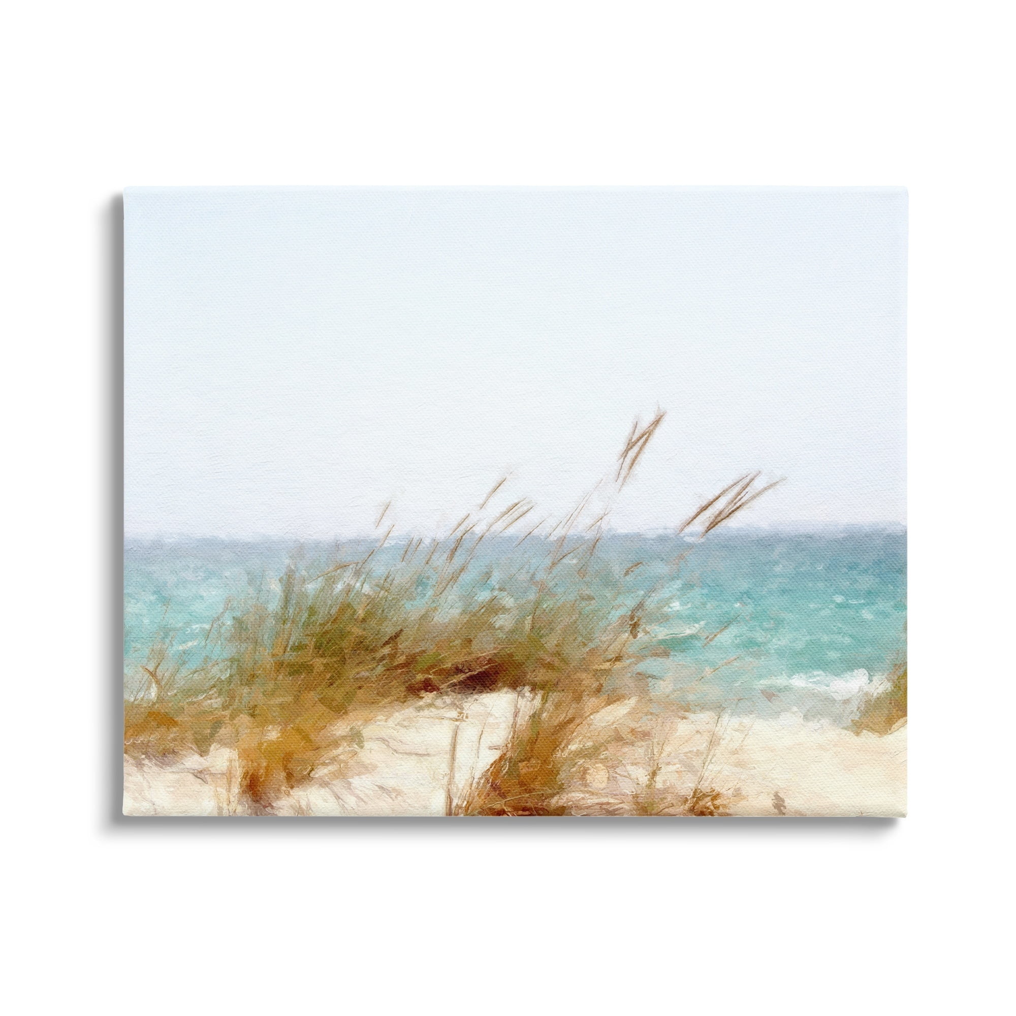 Stupell Beach Reeds Nautical Windblown Coast Landscape Painting Gallery Wrapped Canvas Print Wall Art