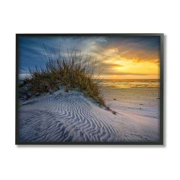 Stupell Beach Sand Dunes Vivid Sunrise Landscape Photography Black Framed Art Print Wall Art