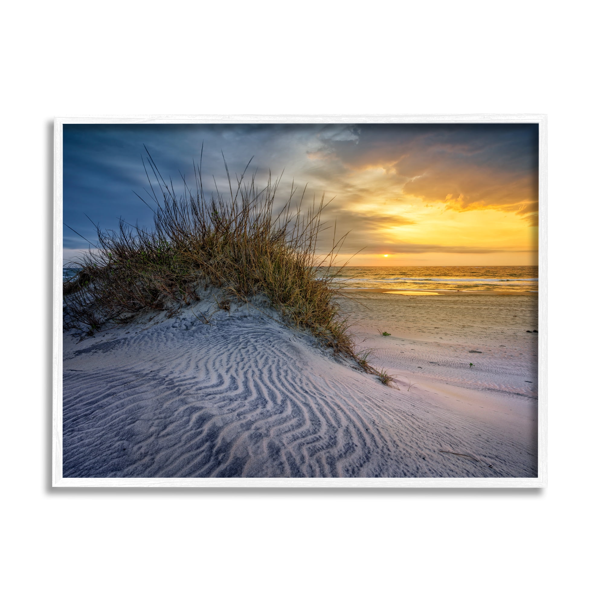 Stupell Beach Sand Dunes Vivid Sunrise Landscape Photography White Framed Art Print Wall Art