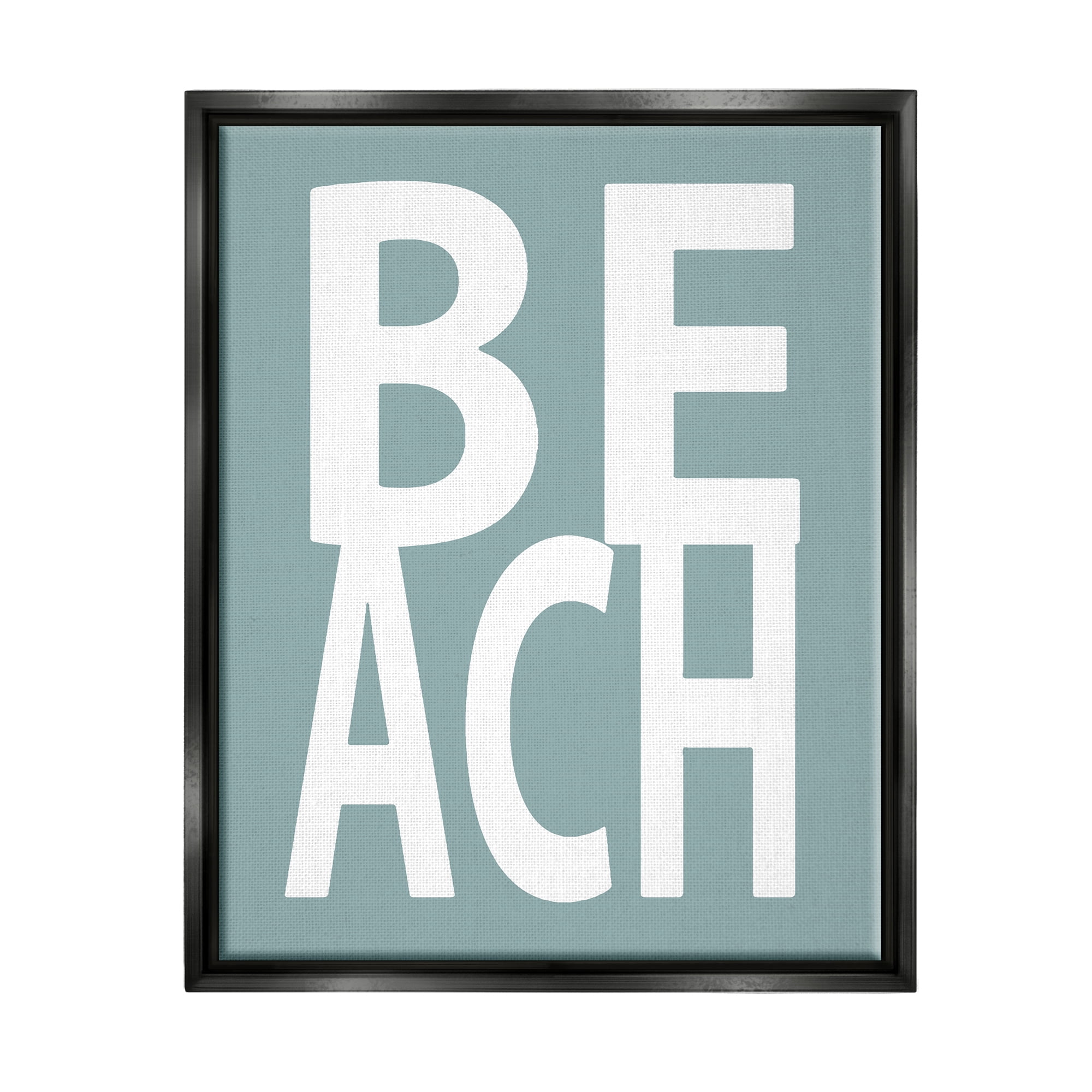 Stupell Beach Turquoise Text Phrase Landscape Painting Black Floater Framed Art Print Wall Art