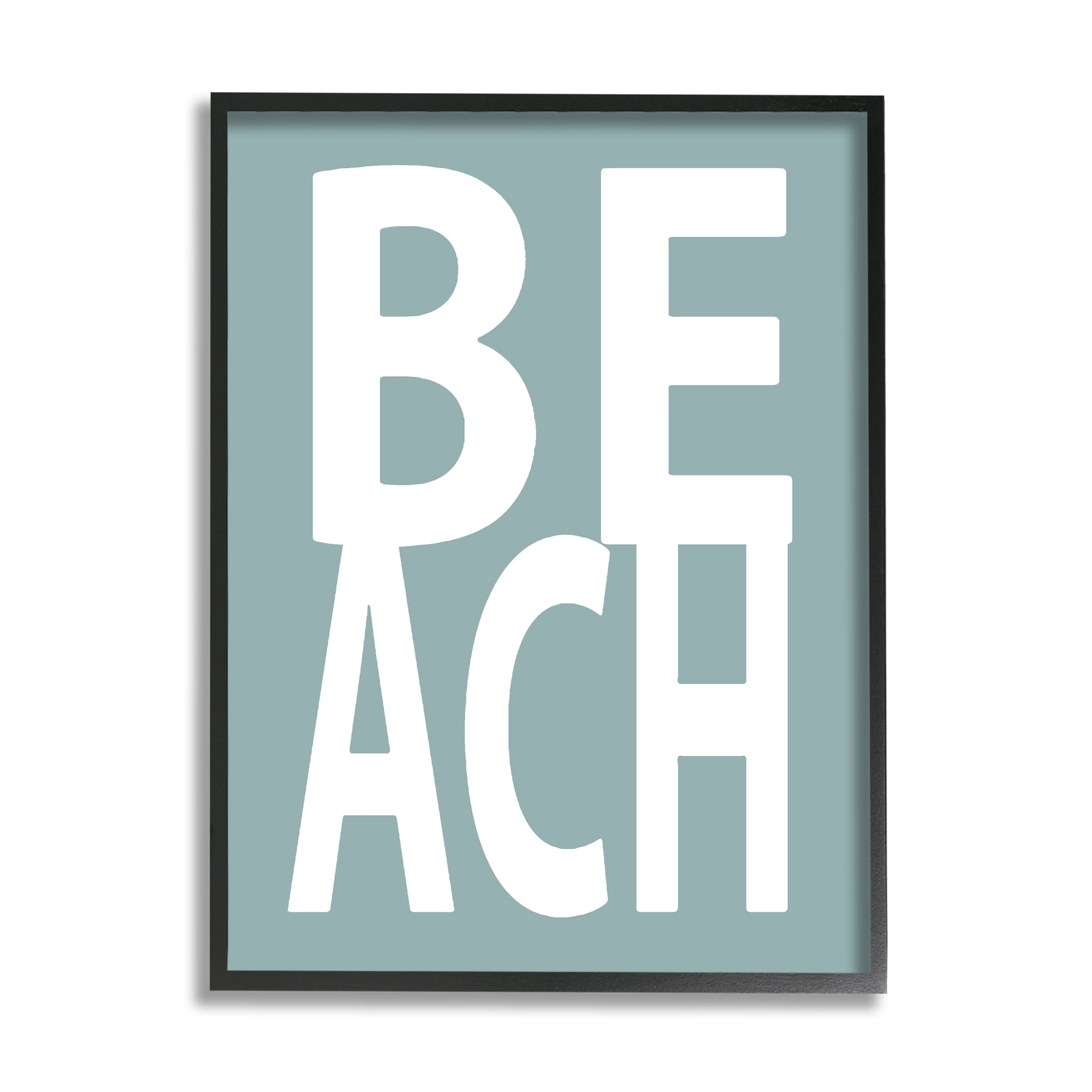 Stupell Beach Turquoise Text Phrase Landscape Painting Black Framed Art Print Wall Art