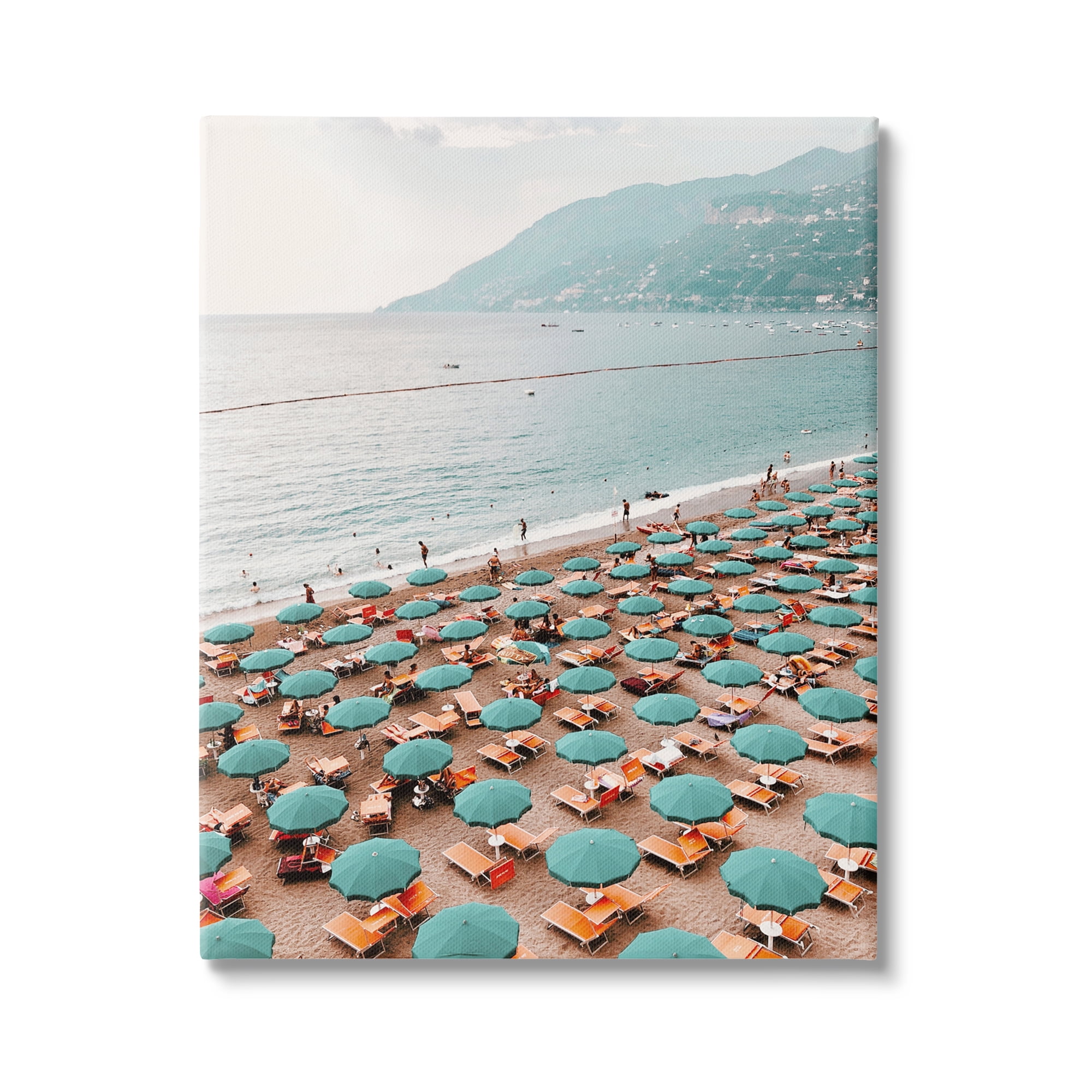 Stupell Beach Umbrellas Coastal Vacation Landscape Photography Gallery Wrapped Canvas Print Wall Art
