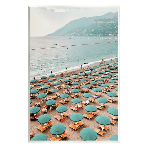 Stupell Beach Umbrellas Coastal Vacation Landscape Photography Wall Plaque Unframed Art Print Wall Art
