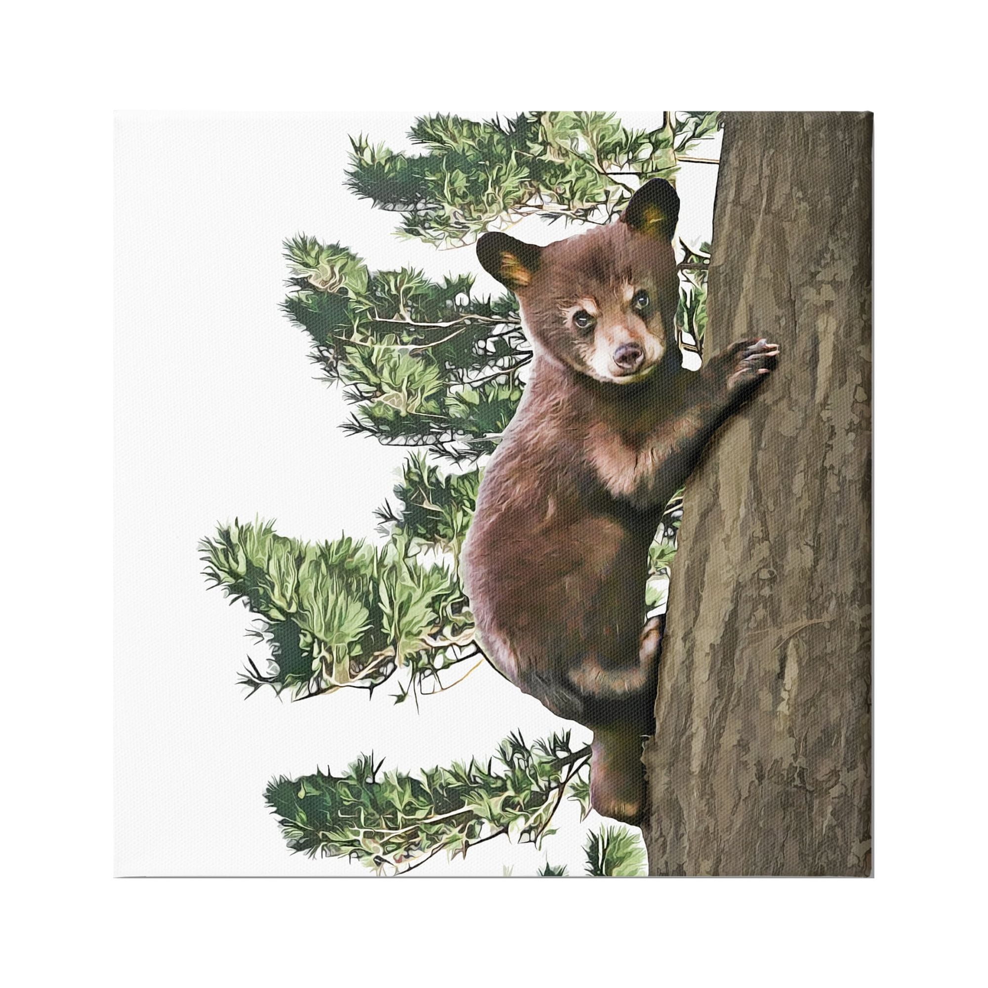 Stupell Bear Cub Climbing Tree Nature Animals & Insects Painting Gallery Wrapped Canvas Print Wall Art