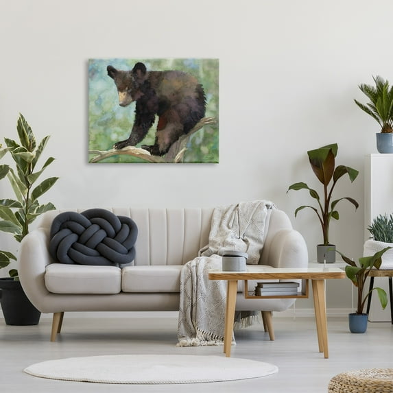 Stupell Bear Cub Forest Tree Wildlife Animals & Insects Painting Gallery Wrapped Canvas Print Wall Art