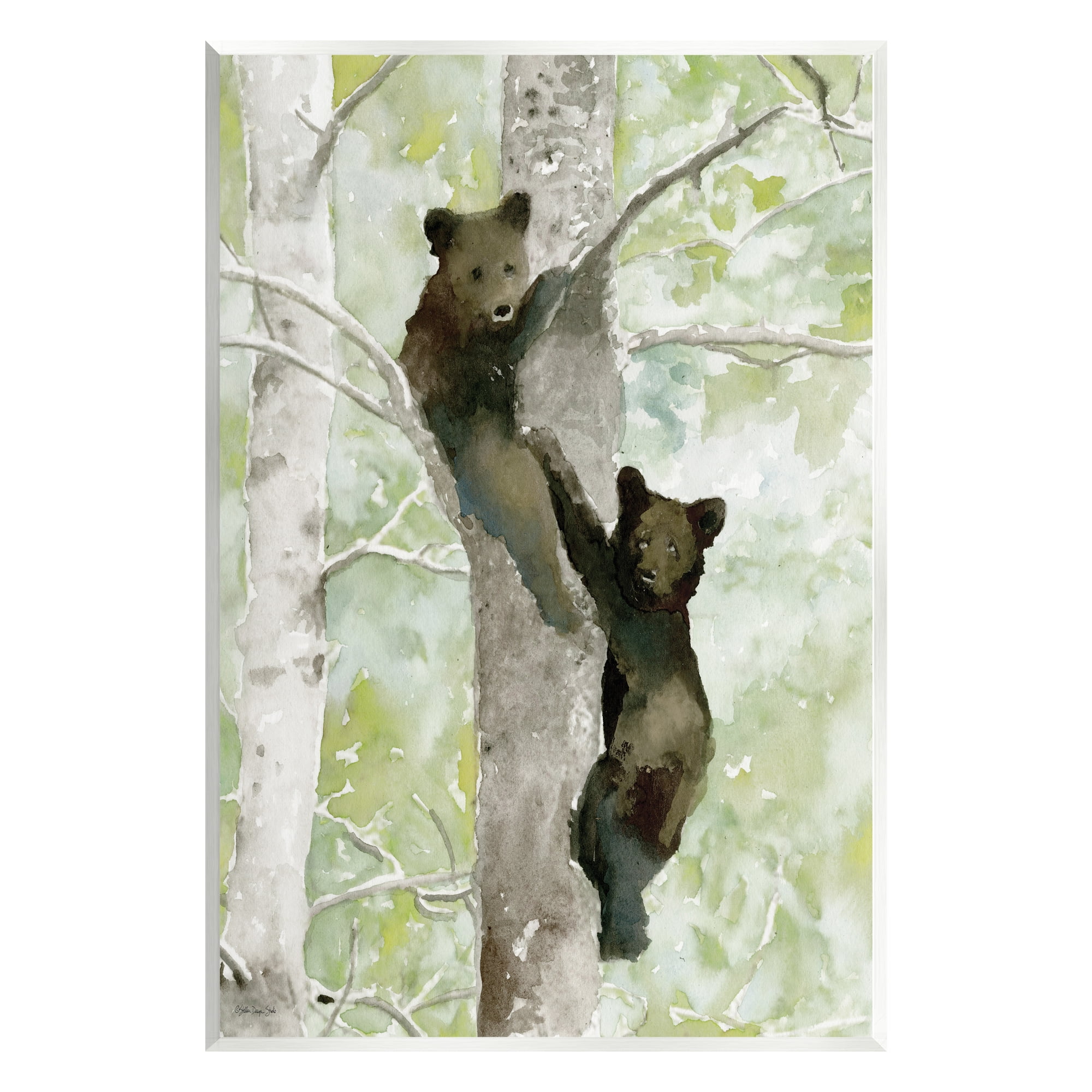 Stupell Bear Cubs Climbing Tree Nature Animals & Insects Painting Wall Plaque Unframed Art Print Wall Art