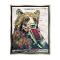 thumbnail image 1 of Stupell Bear & Fish Modern Wildlife Splash Animals & Insects Painting Gray Floater Framed Art Print Wall Art, 1 of 6