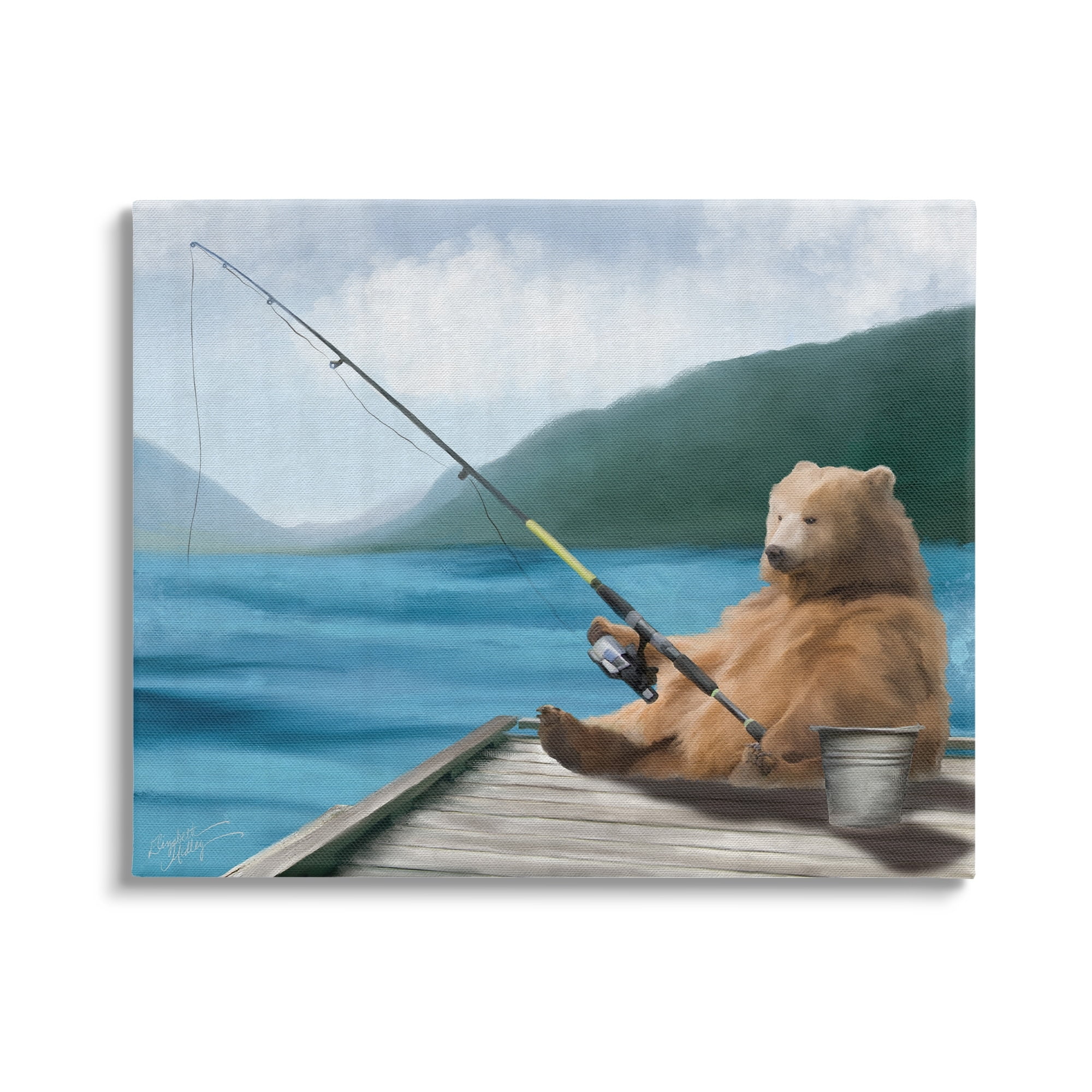 brown bear with fishing pole Cowboy and Figurine and Ornament Alpacas of Montana Not to mention 3ft Bear holding a Fishing