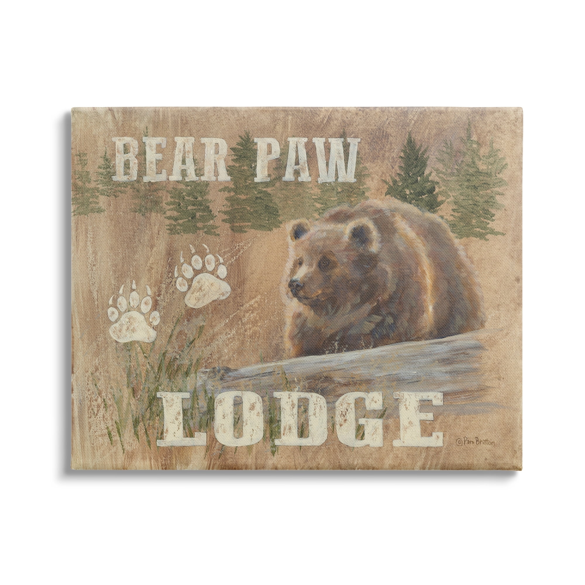 Stupell Bear Paw Lodge Cabin Paw Shapes Animals & Insects Painting Gallery Wrapped Canvas Print Wall Art