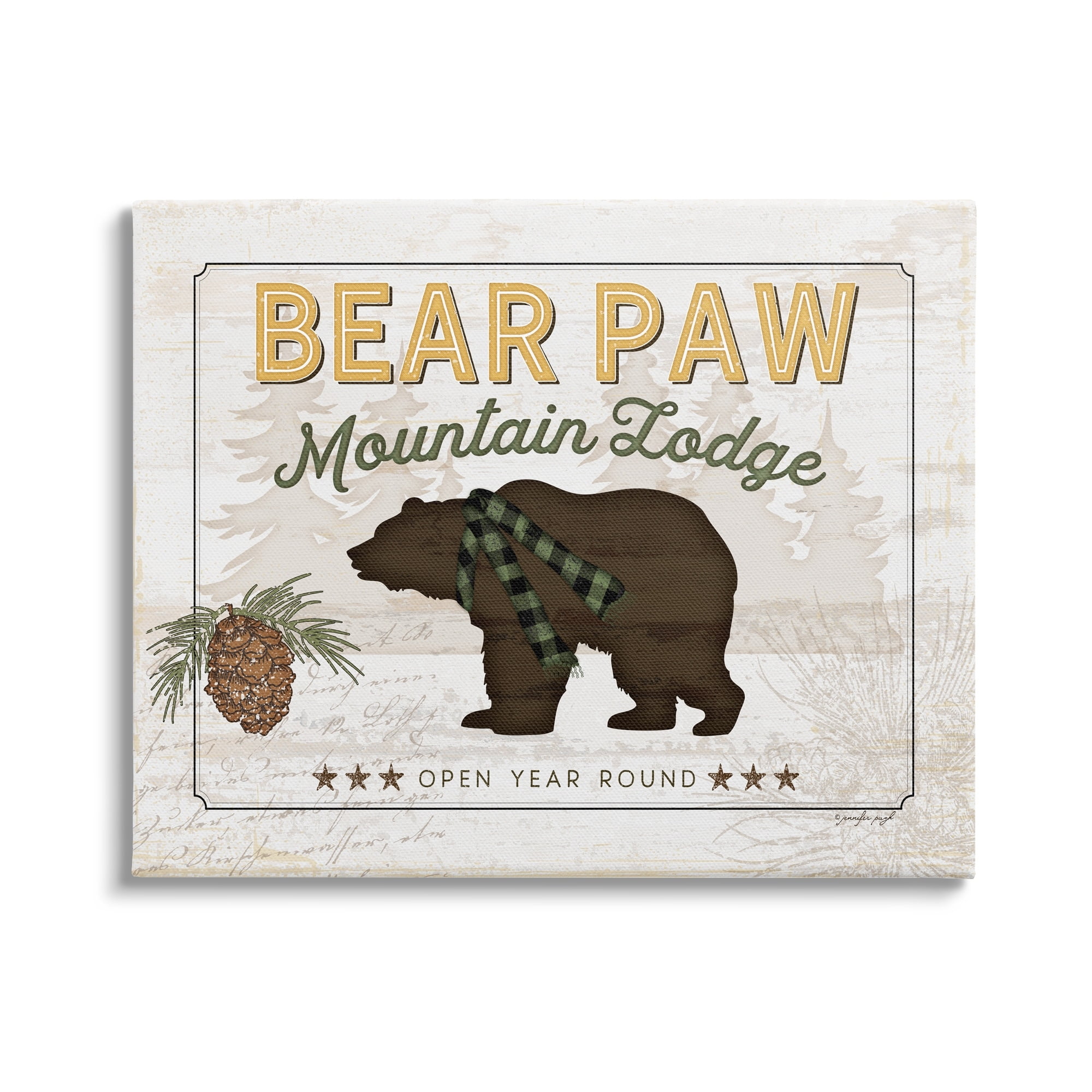 Stupell Bear Paw Mountain Lodge Cabin Animals & Insects Painting Gallery Wrapped Canvas Print Wall Art