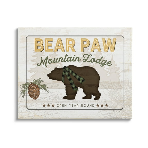 Stupell Bear Paw Mountain Lodge Cabin Animals & Insects Painting Gallery Wrapped Canvas Print Wall Art