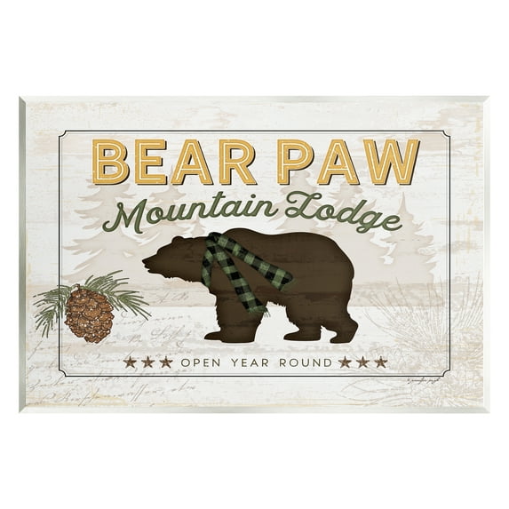 Stupell Bear Paw Mountain Lodge Cabin Animals & Insects Painting Wall Plaque Unframed Art Print Wall Art