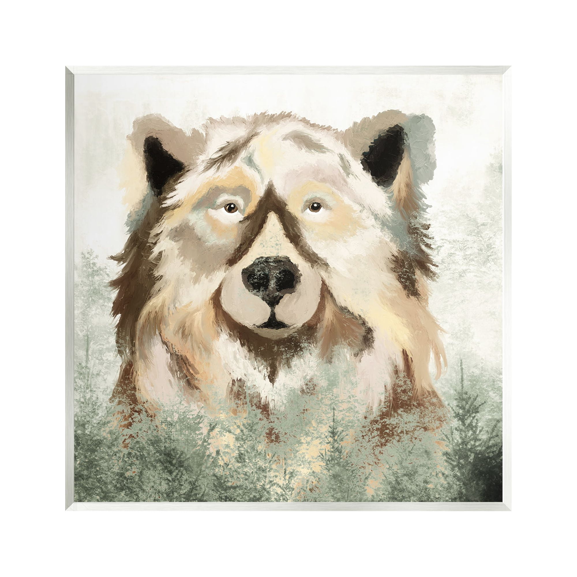 Stupell Bear Wildlife Nature Forest Trees Animals & Insects Painting Wall Plaque Unframed Art Print Wall Art
